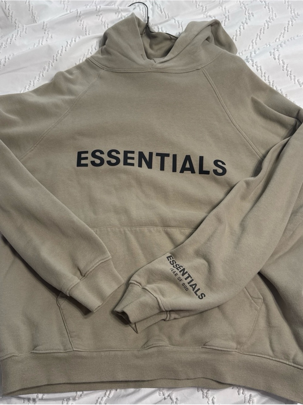 Fear of God ESSENTIALS Hoodie in Taupe with Black Logo